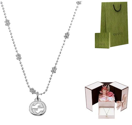 (W) GUCCI 雙G雪花花朵純銀項鍊 女士配件 479221-J8400-8106 Cheap (W) GUCCI 雙G雪花花朵純銀項鍊 女士配件 479221-J8400-8106