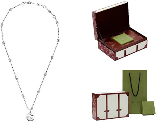 (W) GUCCI 雙G雪花花朵純銀項鍊 女士配件 479221-J8400-8106 1