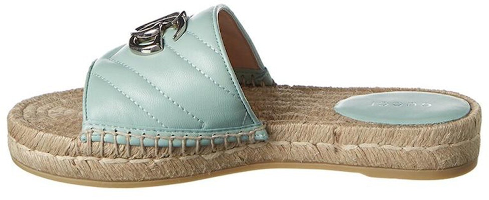 (Women) Gucci Double g Straw Woven Mint Green Slippers 628106-BKO00-3926 Buy (Women) Gucci Double g Straw Woven Mint Green Slippers 628106-BKO00-3926