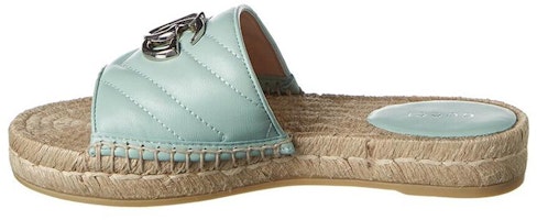 (Women) Gucci Double g Straw Woven Mint Green Slippers 628106-BKO00-3926 (Women) Gucci Double g Straw Woven Mint Green Slippers 628106-BKO00-3926