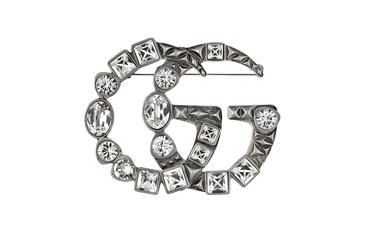 (Women) GUCCI Double G Vintage Metal Brooch for Women - Silver. 515149J1D508162