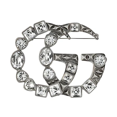 (Women) GUCCI Double G Vintage Metal Brooch for Women - Silver. 515149J1D508162