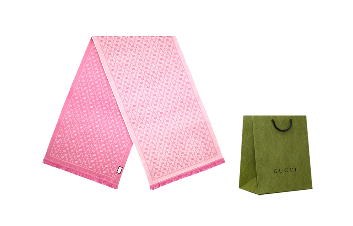 (Women) GUCCI Double G Wool Jacquard Knit Fringed Scarf for Women 411115-3G200-9272 圖 7