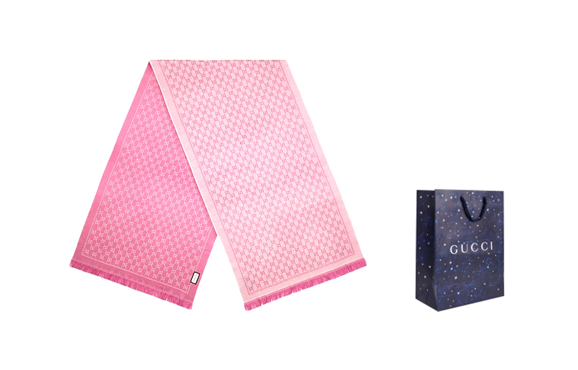 (Women) GUCCI Double G Wool Jacquard Knit Fringed Scarf for Women 411115-3G200-9272 圖 8