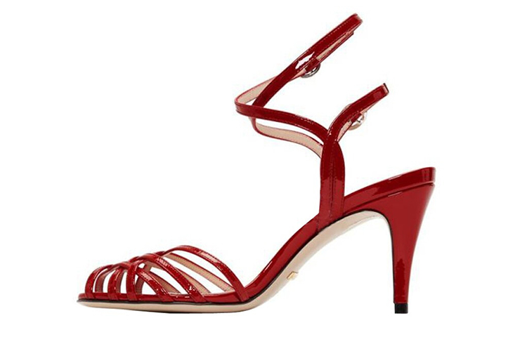 (Women) Gucci Draconia Patent Strappy Sandals 39 'Red' 538189-BNC00-6433