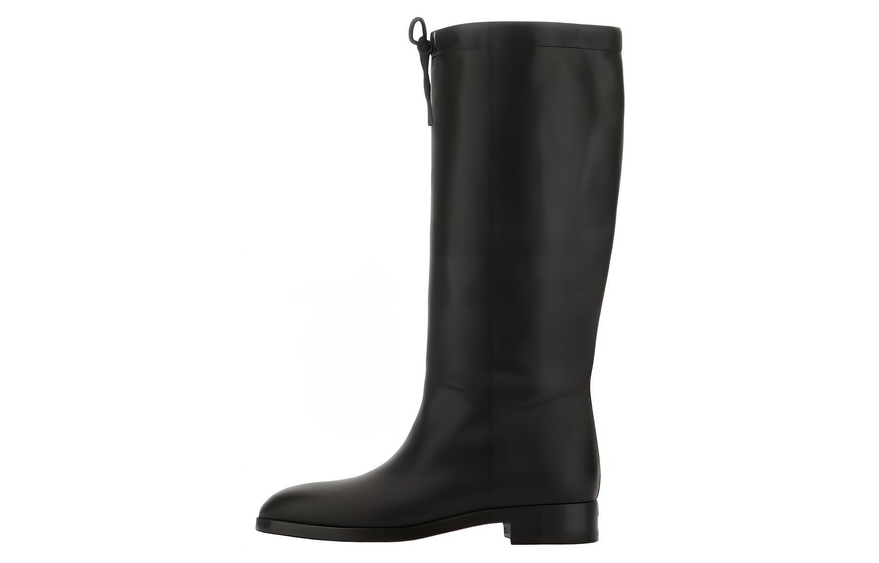 (Women) Gucci Drawstring Knee High Boots Black Beige 719823-AAA5Q-1078