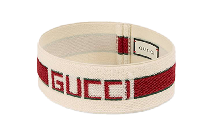(Women) Gucci Elastic Striped Headband Off-White 499681-3G086-9266