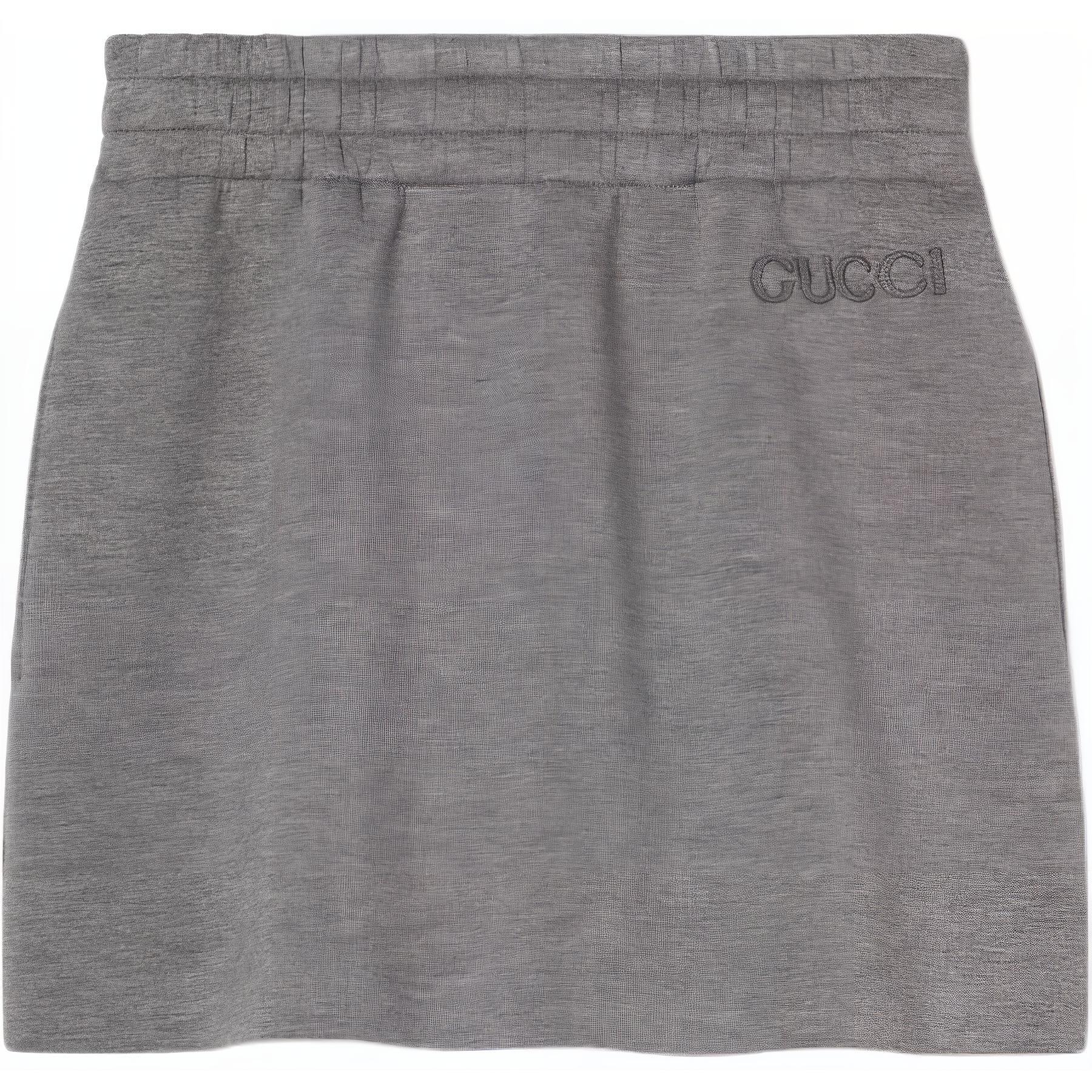 (Women) Gucci Elastic Waist Grey Short Casual Skirt 798547-XJGSK-1192