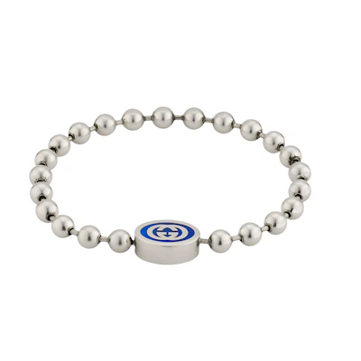 (Women) GUCCI Elegant Enamel 925 Silver Bracelet for Women - Silver. 753437-J8410-8136