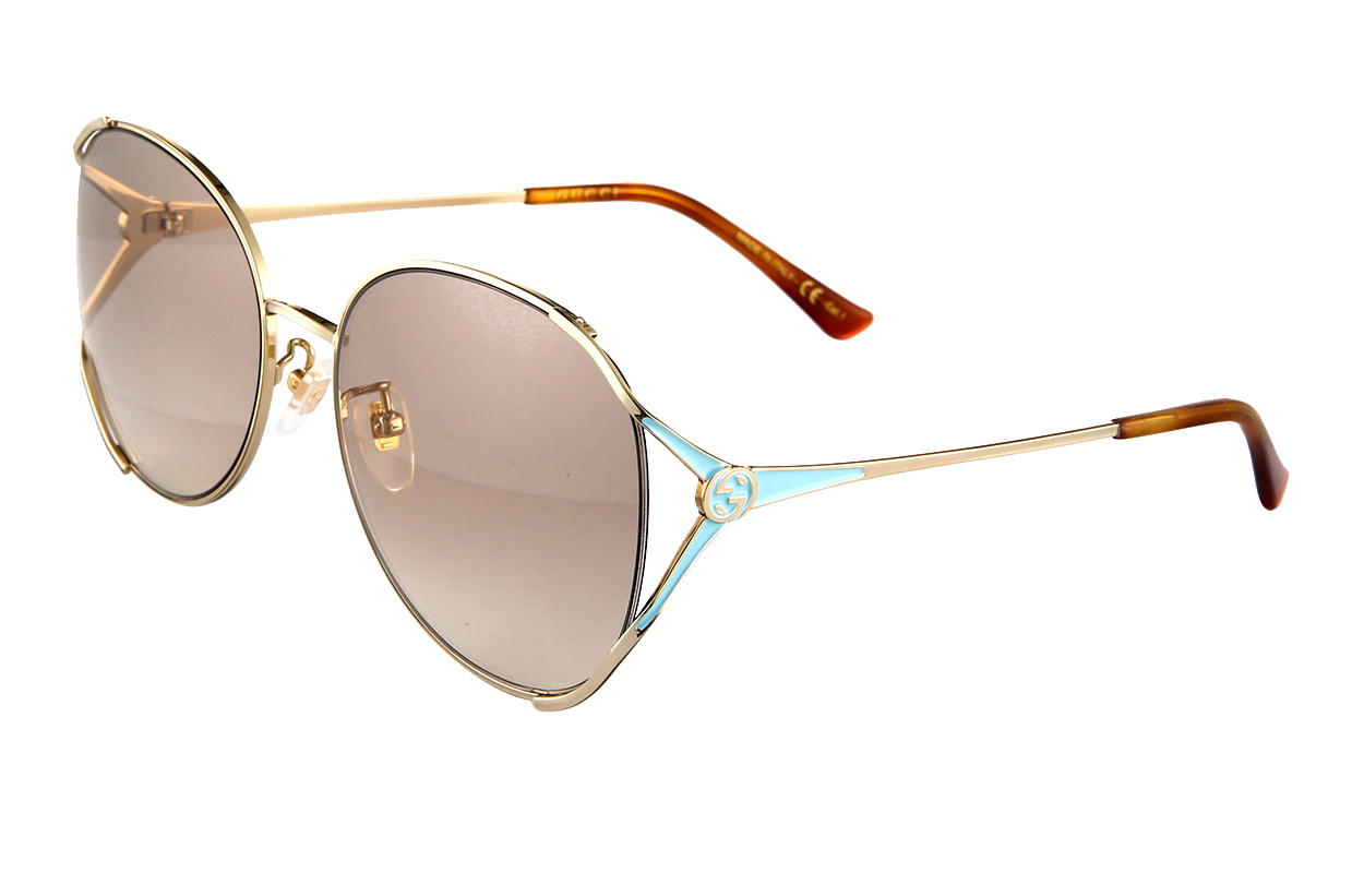 (Women) GUCCI Elegant Gold Frame Sunglasses with Light Pink Lenses 59mm GG0650SK-005 59