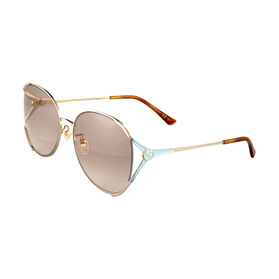 (Women) GUCCI Elegant Gold Frame Sunglasses with Light Pink Lenses 59mm GG0650SK-005 59