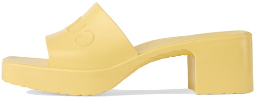 (Women) Gucci Embossed Logo High Heel Slide 'Pale Yellow' 624730-J8700-7412 (Women) Gucci Embossed Logo High Heel Slide 'Pale Yellow' 624730-J8700-7412