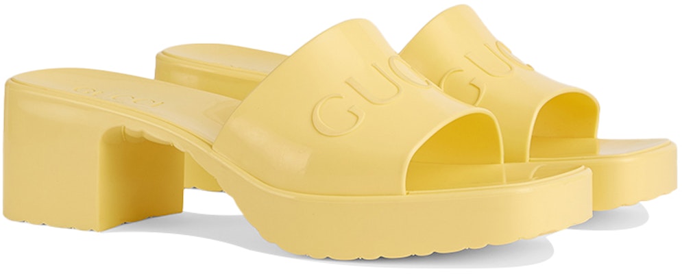 (Women) Gucci Embossed Logo High Heel Slide 'Pale Yellow' 624730-J8700-7412 Order (Women) Gucci Embossed Logo High Heel Slide 'Pale Yellow' 624730-J8700-7412