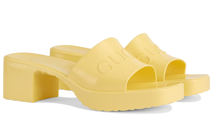 Order (W) Gucci Geprägtes Logo High Heel Slide ''Blassgelb'' ‎624730-J8700-7412