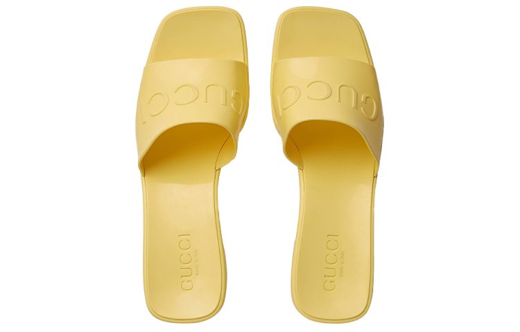 Lookbook (W) Gucci Geprägtes Logo High Heel Slide ''Blassgelb'' ‎624730-J8700-7412