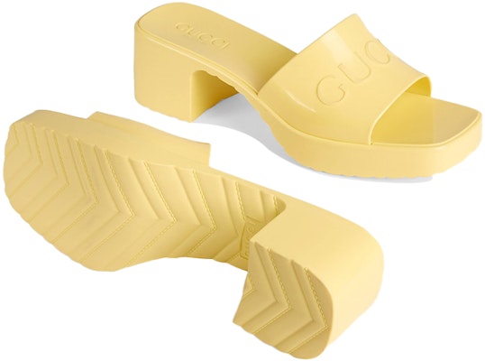 (Women) Gucci Embossed Logo High Heel Slide 'Pale Yellow' 624730-J8700-7412 Purchase (Women) Gucci Embossed Logo High Heel Slide 'Pale Yellow' 624730-J8700-7412
