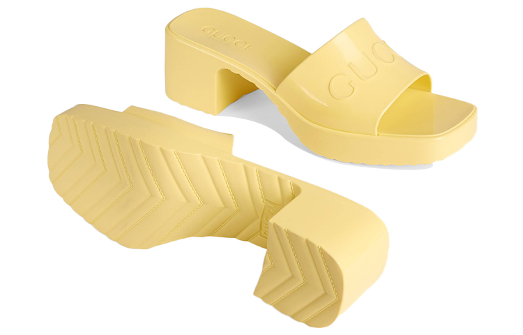 Purchase (W) Gucci Geprägtes Logo High Heel Slide ''Blassgelb'' ‎624730-J8700-7412