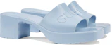 Order (W) Gucci Embossed Logo Hoge Hakken Slippers ''Lichtblauw'' 624730-J8700-4928