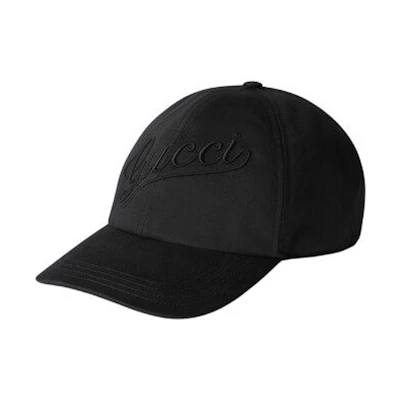 (Women) GUCCI Embroidered Logo Cotton Cap Black 7927824HBBB1000