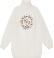 (Women) Gucci Embroidered Logo High Collar White Jersey Sweatshirt 760367-XJGDM-9088 (Women) Gucci Embroidered Logo High Collar White Jersey Sweatshirt 760367-XJGDM-9088