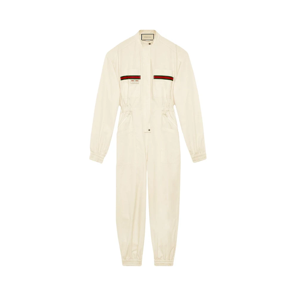 (Women) Gucci Embroidered Pattern Jumpsuit Womens Ivory White 598819-XJBXQ-9381