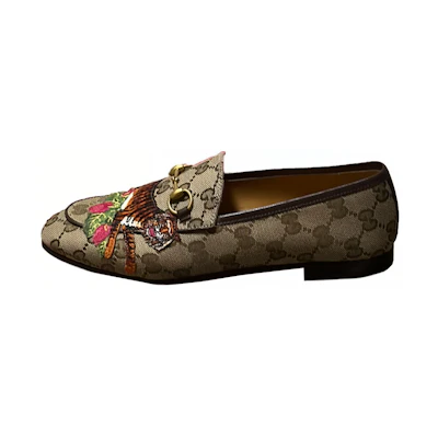 (W) Gucci Embroidered Round Toe Loafer 'Beige'