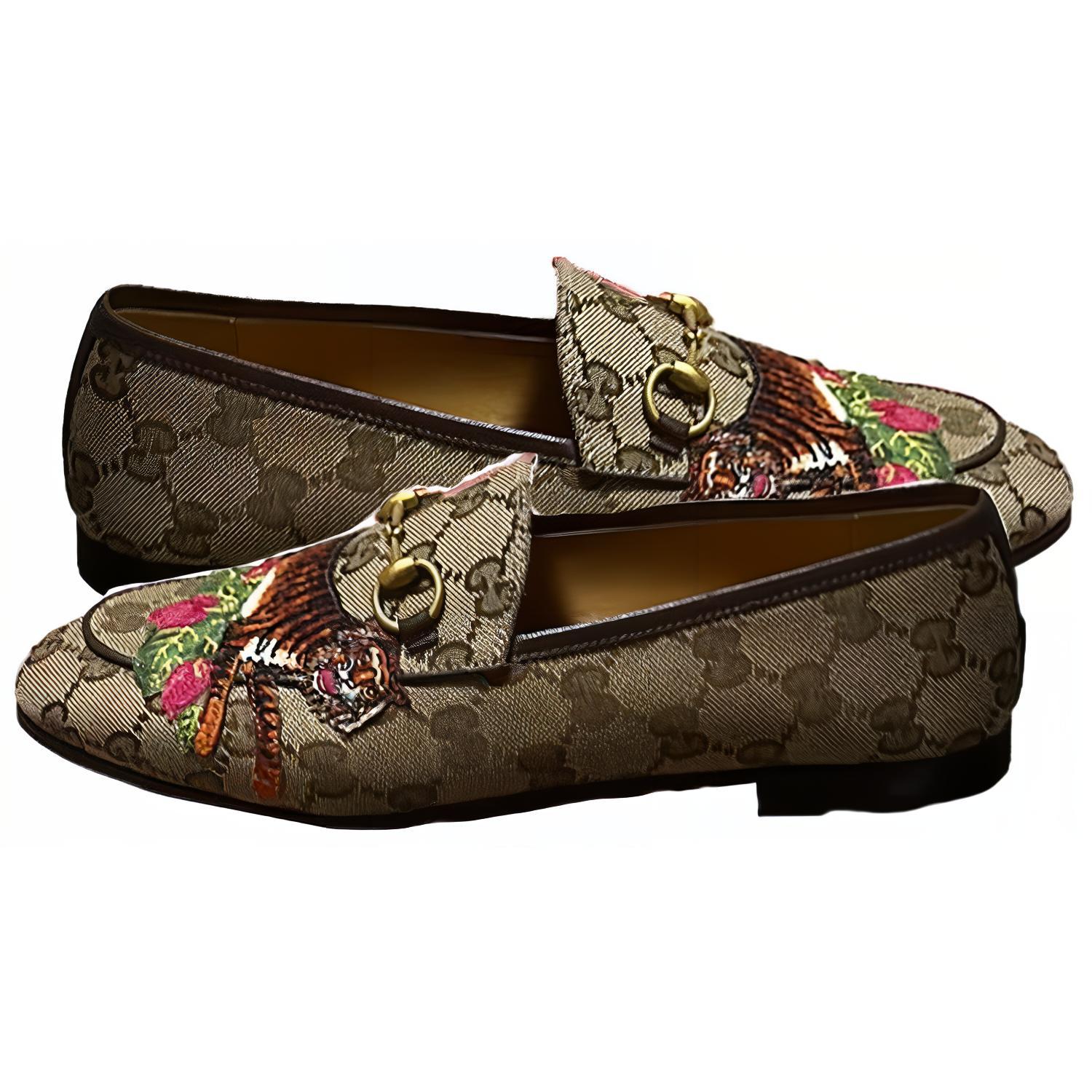 (W) Gucci Embroidered Round Toe Loafer 'Beige' 圖 3