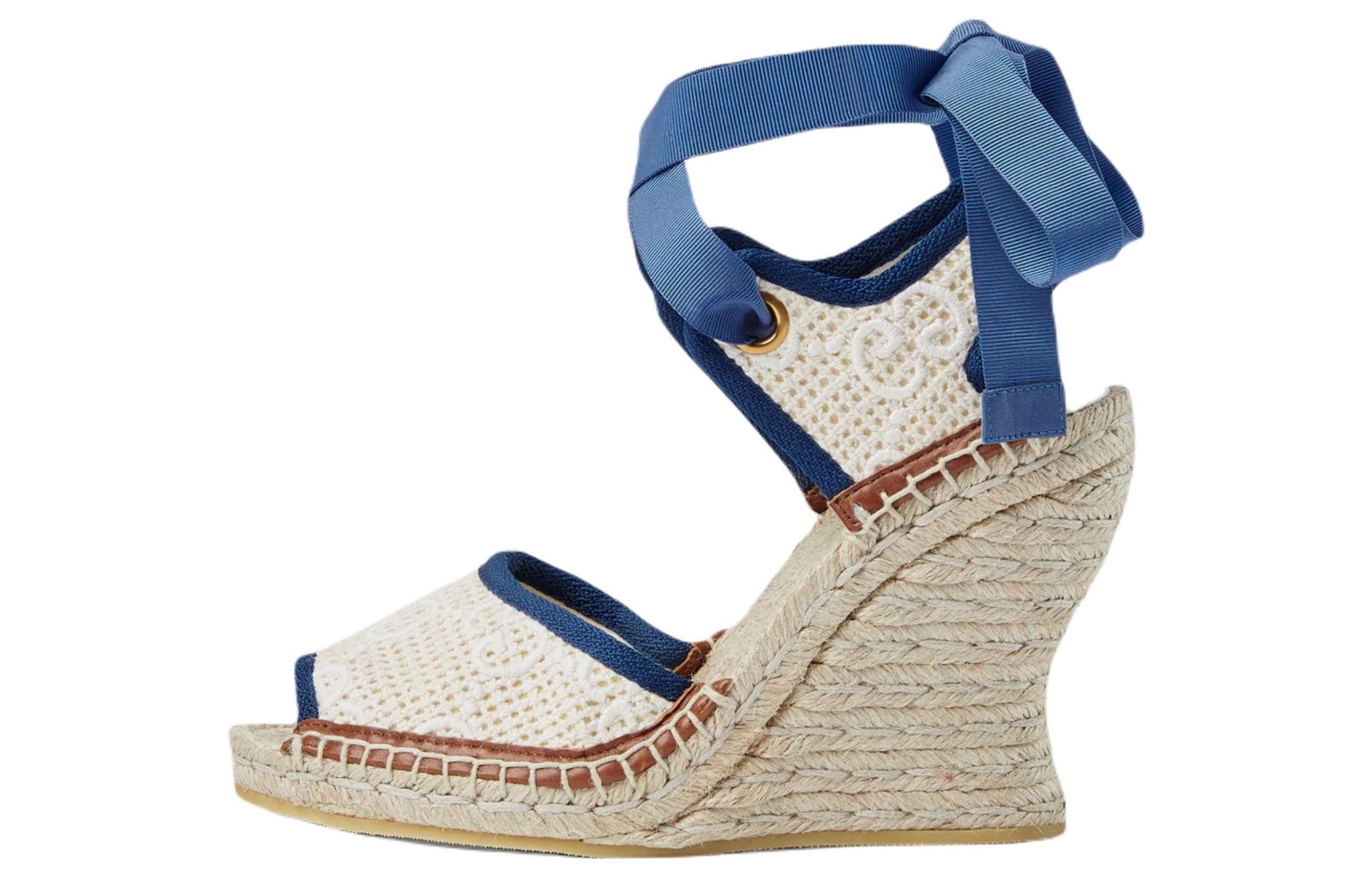 (Women) Gucci Embroidered Wedge 'Fashion Sandal White' 739158-FABQO-4375