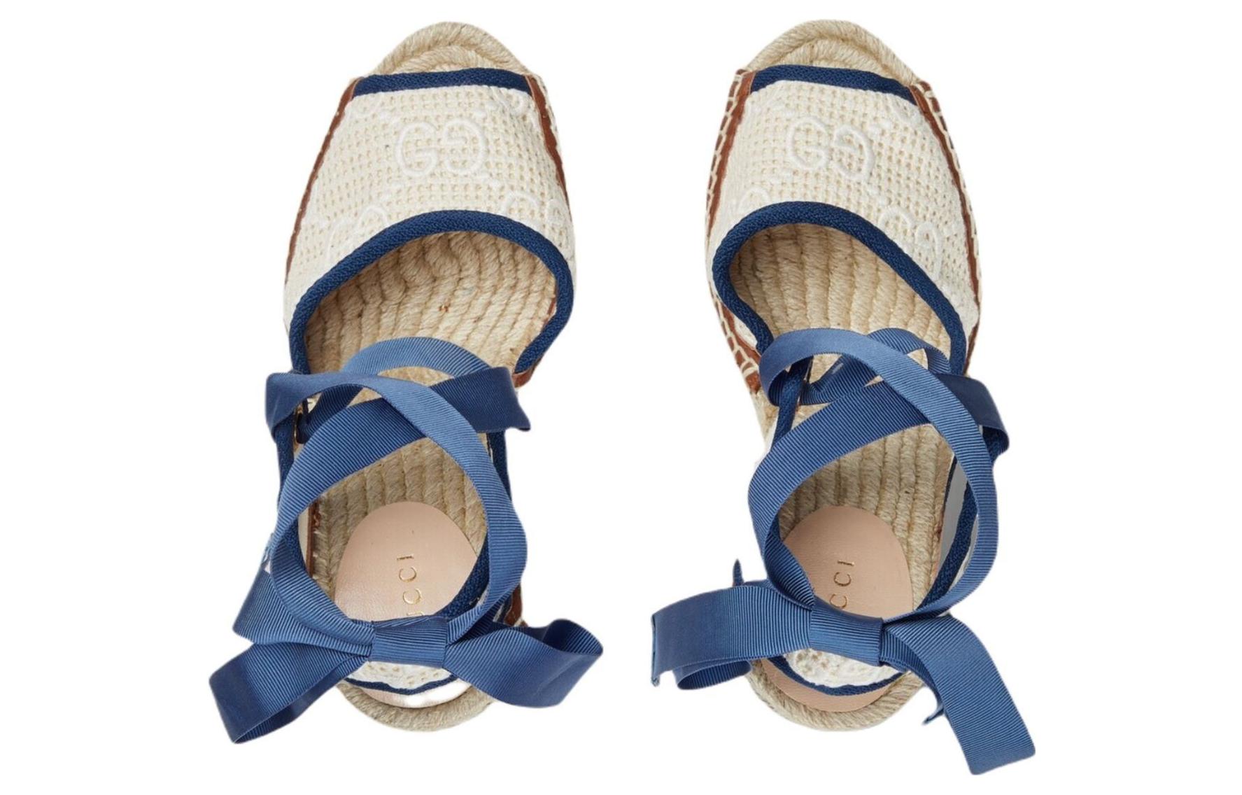 Lookbook (W) Gucci Geborduurde Sleehak ''Mode Sandalen Wit'' 739158-FABQO-4375