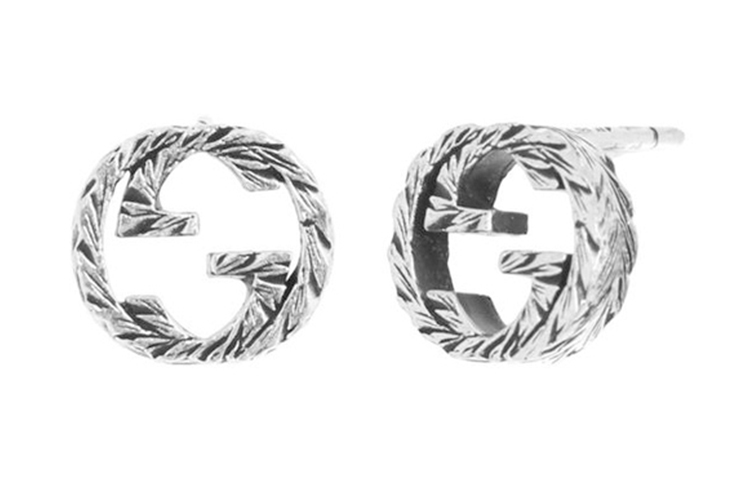 (Women) GUCCI Engraved Interlocking G Aged Effect 925 Silver Earrings YBD457109001 圖 4