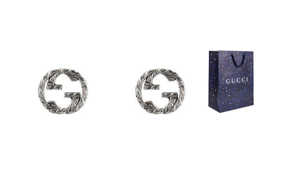 (Women) GUCCI Engraved Interlocking G Aged Effect 925 Silver Earrings YBD457109001 圖 9