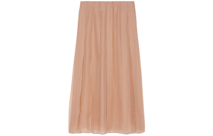 (Women) GUCCI Epilogue FW20 Silk Chiffon Midi Skirt Light Beige 652774-ZHS57-5777