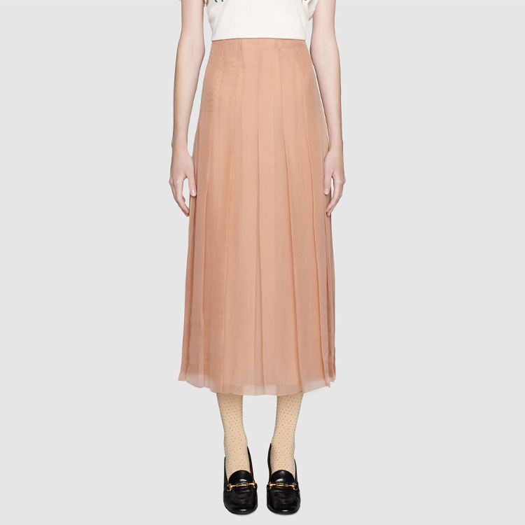 (Women) GUCCI Epilogue FW20 Silk Chiffon Midi Skirt Light Beige 652774-ZHS57-5777 圖 3