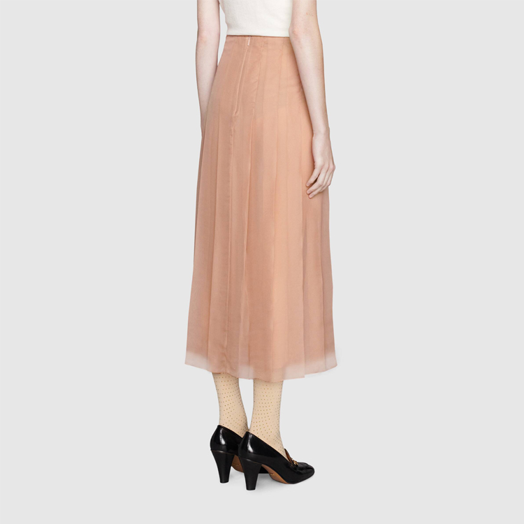 (Women) GUCCI Epilogue FW20 Silk Chiffon Midi Skirt Light Beige 652774-ZHS57-5777 圖 4
