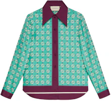 (Women) Gucci Epilogue Series Interlocking G Silk Sunblock Shirt Light Blue 652649-ZAGL3-4559 (Women) Gucci Epilogue Series Interlocking G Silk Sunblock Shirt Light Blue 652649-ZAGL3-4559