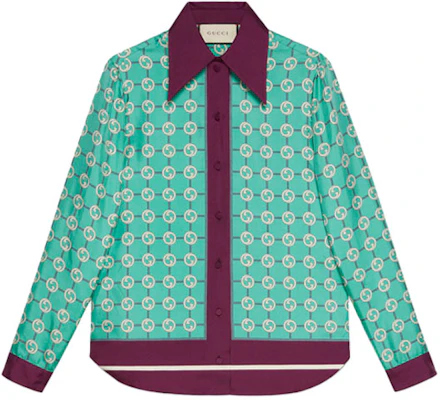 (W) グッチ エピローグシリーズ Gロゴ シルク サンブロックシャツ ライトブルー 652649-ZAGL3-4559 Buy (W) グッチ エピローグシリーズ Gロゴ シルク サンブロックシャツ ライトブルー 652649-ZAGL3-4559