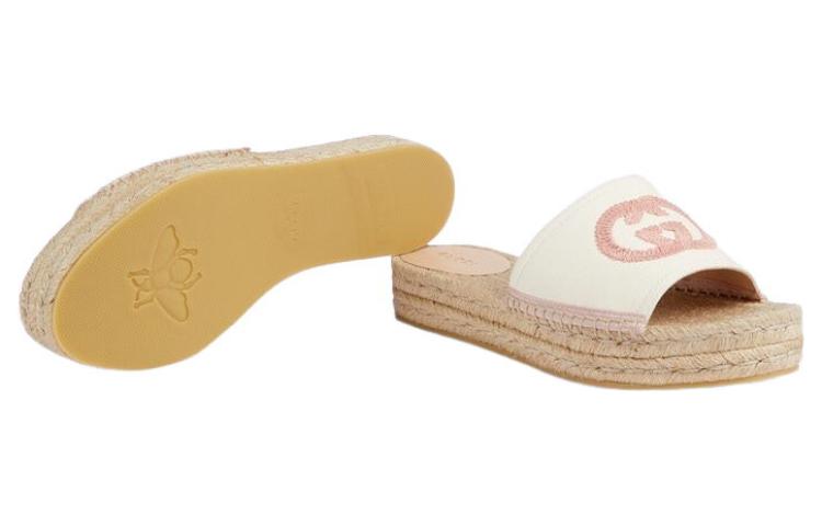 Purchase (Women) Gucci Espadrille Slide 'Interlocking G - White Shell' 725832-KIFD0-9093