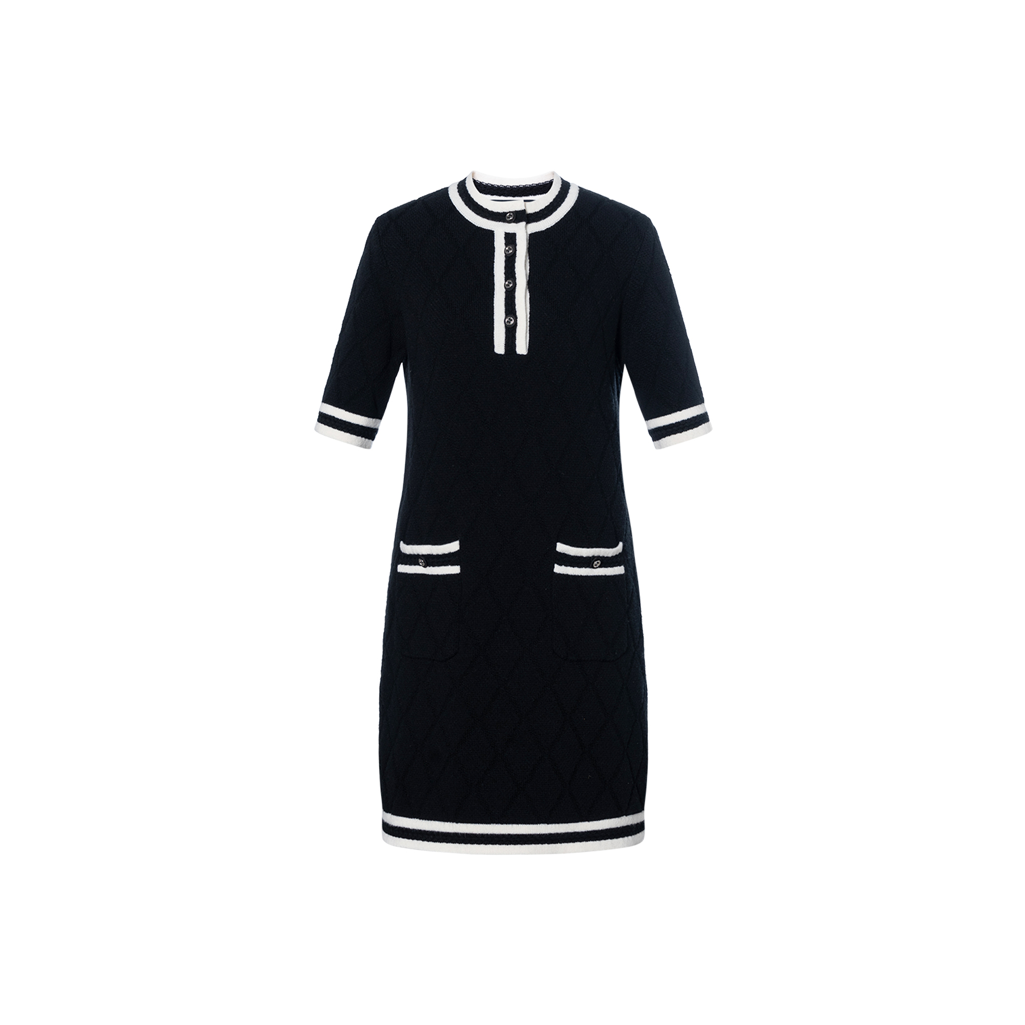 (Women) Gucci Extra Fine Wool Piquet Black Striped Mini Dress for Women 773683-XKDNI-1289
