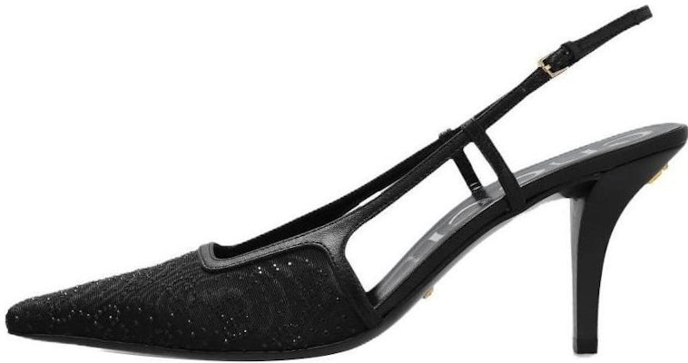 (Women) Gucci GG Slingback 75mm Pump Black Moire Fabric GG Crytsal Applique 727184-9W840-1000 Buy (Women) Gucci GG Slingback 75mm Pump Black Moire Fabric GG Crytsal Applique 727184-9W840-1000
