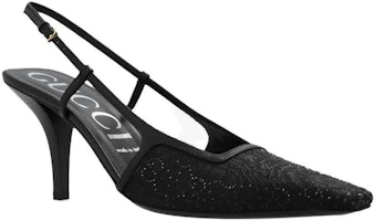 (W) Gucci GG 75毫米黑色织锦水晶装饰高跟鞋 727184-9W840-1000 Lookbook (W) Gucci GG 75毫米黑色织锦水晶装饰高跟鞋 727184-9W840-1000