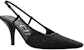 (W) Gucci GG Slingback 75mm Pam Sepatu Hitam Kain Moire Hiasan Kristal GG 727184-9W840-1000