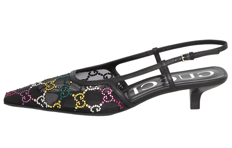 (Women) Gucci Fabric Buckle Stiletto '5cm Heel Black' 746033-FAB1M-1000