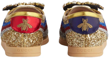 Shop GUCCI 古馳 Falacer 閃亮亮片拼色運動鞋 女款 金藍紅