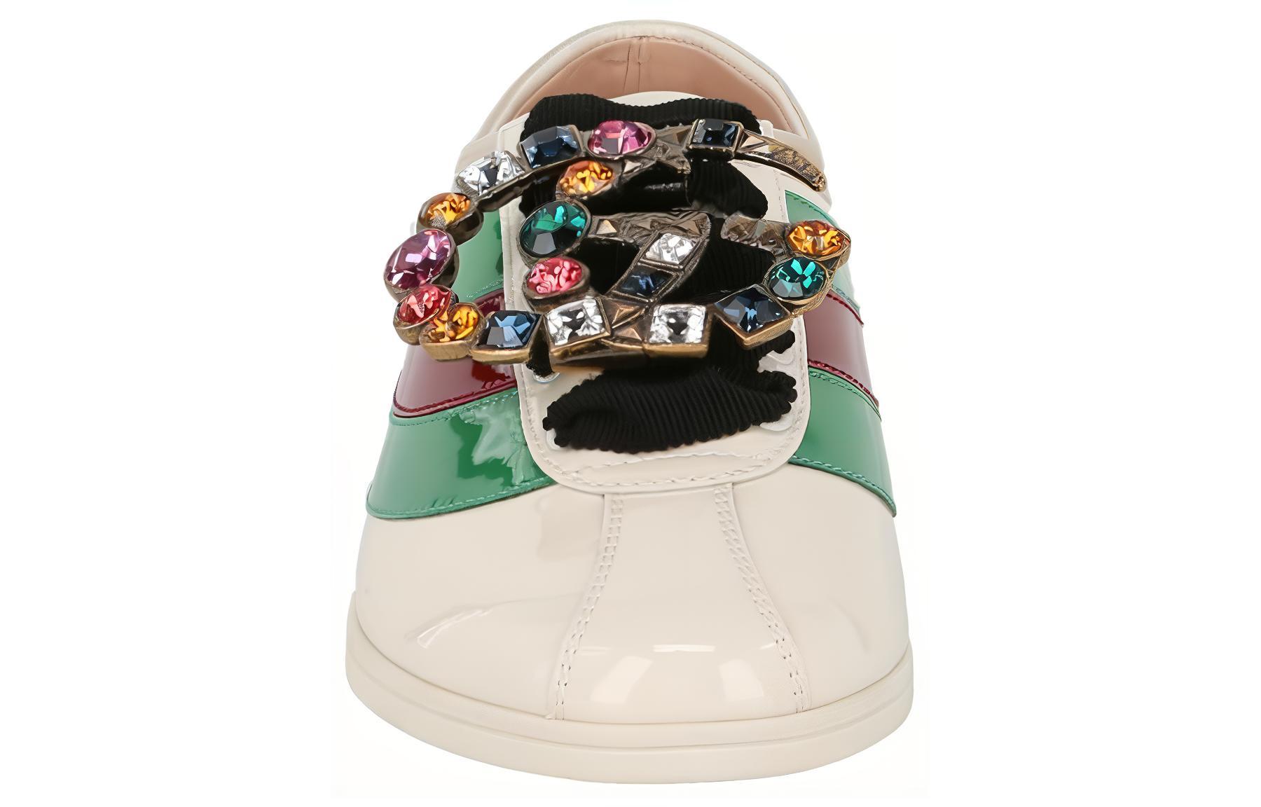 (W) Gucci Falacer Patent Leather Sneaker White Red Crystal 圖 3