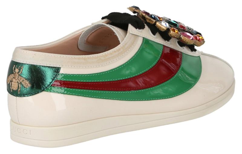 (W) Gucci Falacer Patent Leather Sneaker White Red Crystal 圖 4
