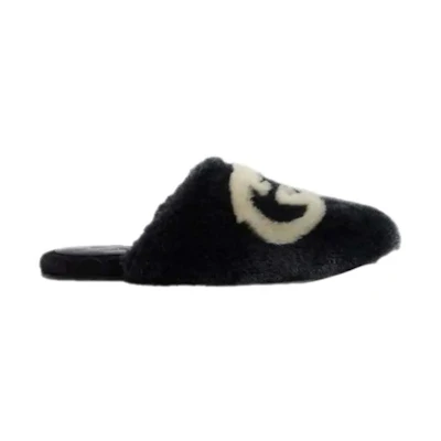 (W) Gucci Faux-Fur Slipper 'Interlocking G - Black White'