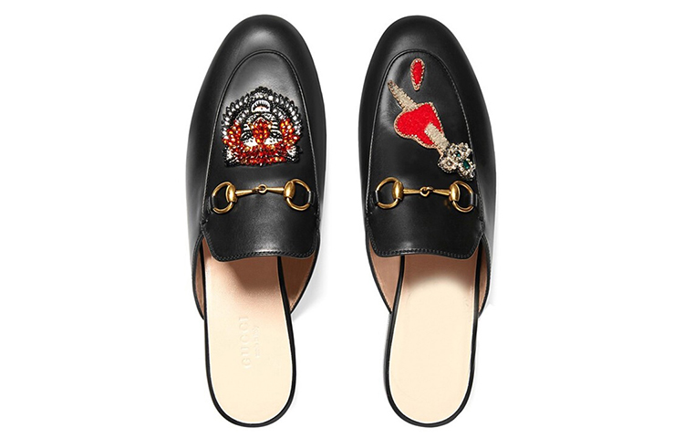 Shop GUCCI 古馳 一箭穿心平底鞋 女款 黑