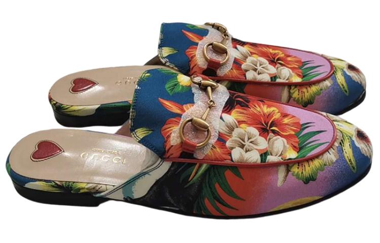 (W) Gucci Flat Round Toe Slide 'Blue Orange Print' 圖 2