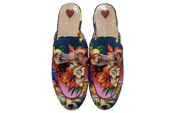 (W) Gucci Flat Round Toe Slide 'Blue Orange Print' 圖 3