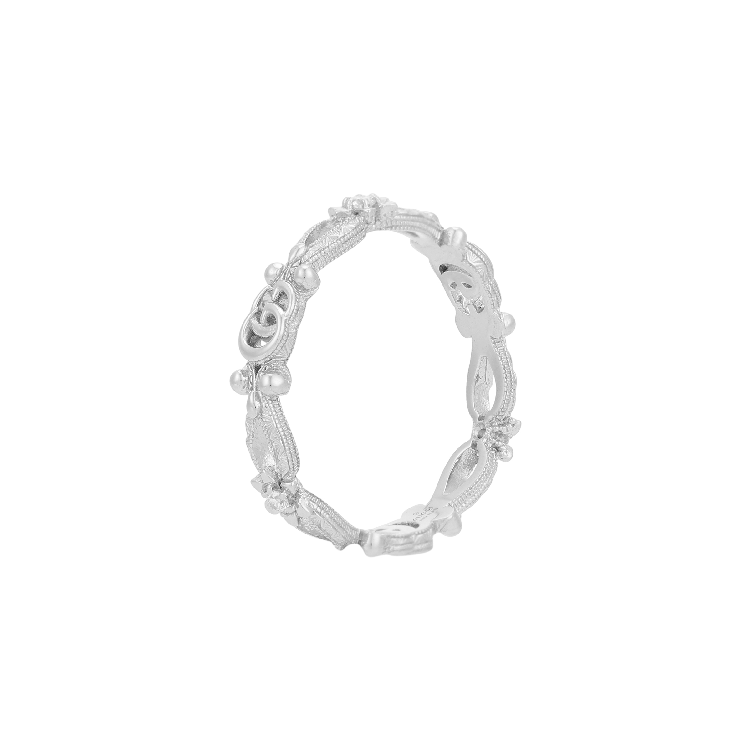 Buy (W) GUCCI 花卉钻石18K白金女士戒指 - 银色 629827-J8568-9066